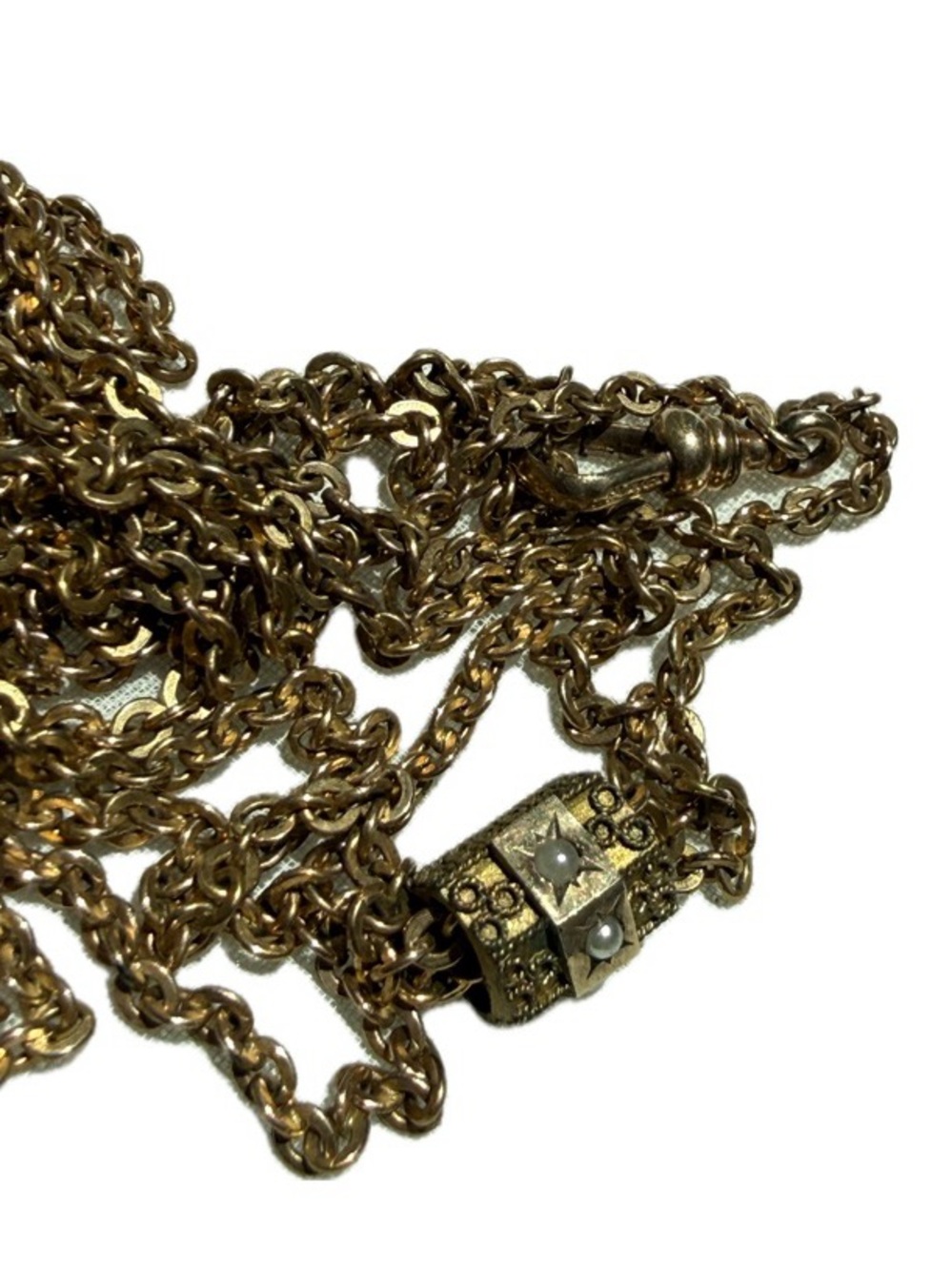 Antique Victorian style slide necklace with seed pearl accents